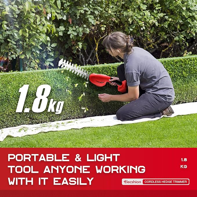 Cordless Hedge Trimmer with Battery (2Pack) and Charger, 2 in 1 Handheld Small Electric Bush Trimmers/Grass Cutter Yard Tool for Shrub/Tree/Lawn, Rechargeable Battery Powered Hedge Clipper for Garden