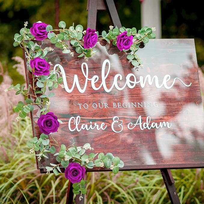 Purple Rose Flower Head 25pcs Artificial Velvet Rose Flowers Fake Roses Flowers with Stems for DIY Wedding Home Party Baby Shower Decor(Purple)