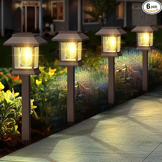 Solar Pathway Lights Outdoor, 6 Pack Upgraded LED Waterproof Solar Outdoor Lights, Landscape Lighting for Outside Driveway Garden Landscape Walkway Path Yard Lawn Decor (6)