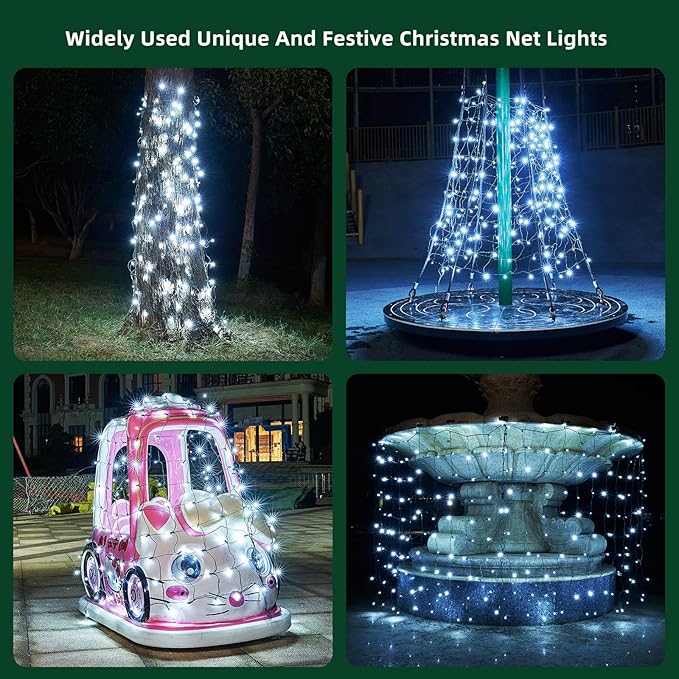 Led Net Lights Christmas Lights Outdoor White Christmas Net Lighting with 121Led Mini Globe Lights 5ftx5ft, Outdoor Indoor Fairy Mesh Net Lights for Christmas Trees, Bushes, Shrubs Decorations