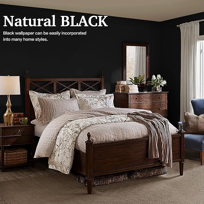 Dimoon 787''x17.7'' Black Peel and Stick Wallpaper Contact Paper Self Adhesive Wall Paper