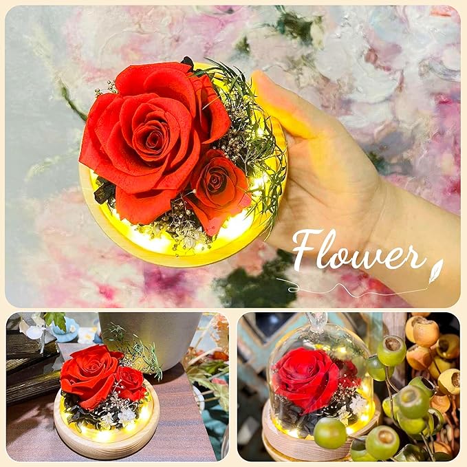 Flowers, Roses, Gifts - Preserved Flower Bouquets - Forever Roses Birthday Gifts for Women, Christmas, Mothers Day - Fresh Flowers That Last - Flowers for Delivery - Battery Included