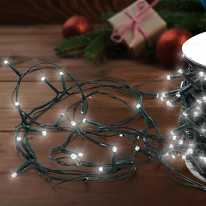 Christmas Light 1000 LEDs 336ft Green Cable Wire Fairy String Tree Twinkle Lights Plug in 12 Modes for Christmas Party, Outdoor, Garden, Wedding, Home Decoration (White)