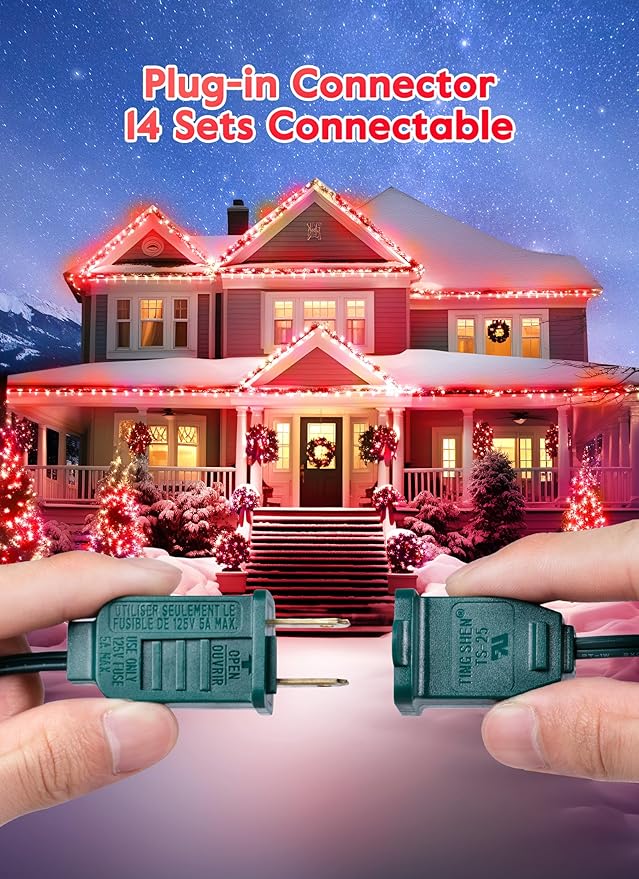 Vintage C9 LED Christmas Lights Outdoor, 50 Feet C9 String Lights with 50 Shatterproof Matte Bulbs, Connectable Waterproof Lights for Holiday Party Roofline Backyard Garden Patio, Red