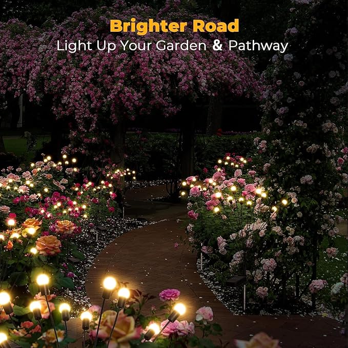 SOLARBABY Solar Garden Lights New Upgraded Solar Swaying Light Sway by Wind Solar Firefly Lights Outdoor Waterproof for Landscape Pathway Patio Yard Walkway Decoration Warm White