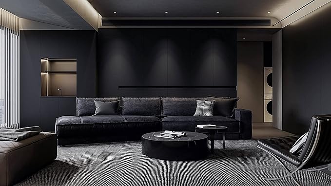 Dimoon 236''x15.7'' Black Skin Peel and Stick Wallpaper Contact Paper Modern Self Adhesive Wall Paper Removable Renter Friendly Textured Solid Color Cabinet Vinyl Roll (236''x15.7'',Black Skin)