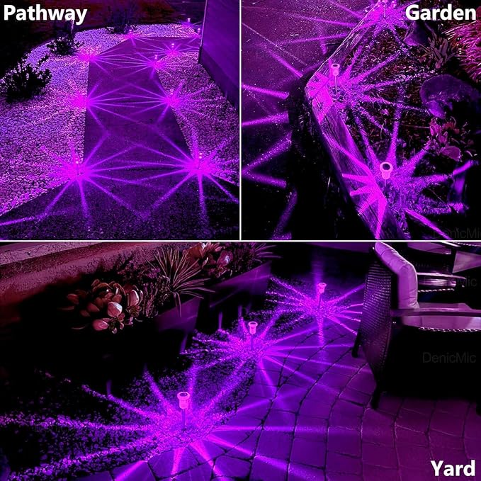 DenicMic Solar Lights Outdoor Pathway Lights LED Waterproof Acrylic Lamp Head Stainless Steel Stake for Yard Garden Landscape Path Walkway Driveway Patio Lawn (Purple 15Pack)