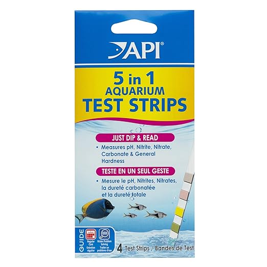 API 5-IN-1 TEST STRIPS Freshwater and Saltwater Aquarium Test Strips 4-Count Box