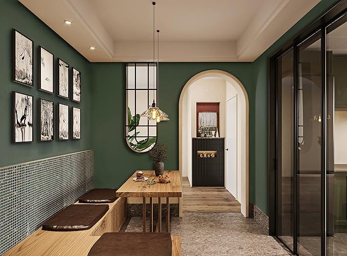 Dimoon 118''x23.6'' Green Peel and Stick Wallpaper Contact Paper Modern Self Adhesive Wall Paper Removable Renter Friendly Textured Solid Color Shelf Cabinet Vinyl Roll (118''x23.6'',Dark Green)