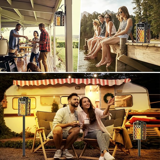 Outdoor Bluetooth Speaker with Led Flame, IP65 Waterproof Wireless Bluetooth Speaker, HD Audio, Atmosphere, 2 Pack