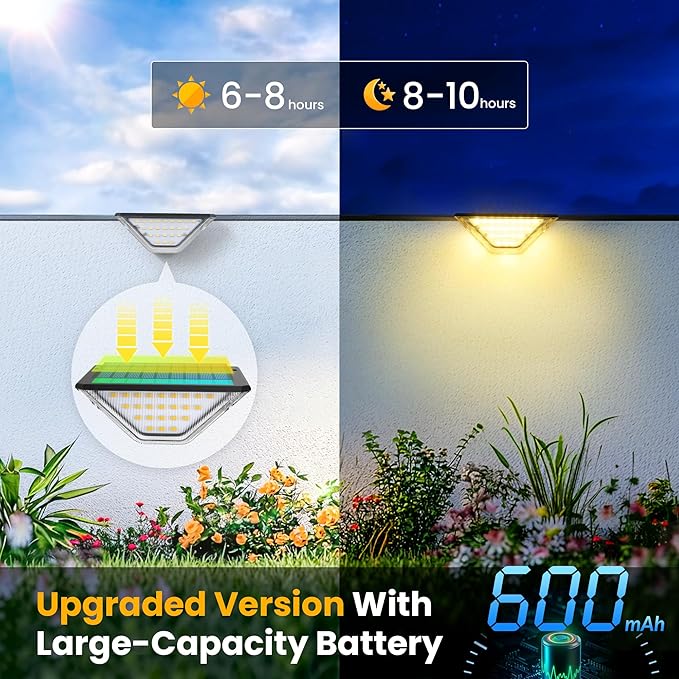 SOLPEX Solar Step Lights Outdoor,Solar Deck Lights for Outside,Two-Sided Stair Lights with 33 LEDs,Waterproof IP65 for Garden,Fence,Deck,Steps,Stair,Porch（16 Pack,Warm White）