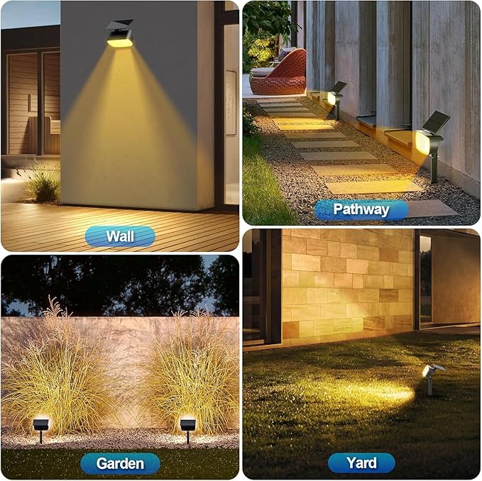 108 LED Solar Spot Lights Outdoor, IP65 Waterproof, 3 Modes Landscape Spotlights, Large Solar Panel Powered Lights for Garden Yard Pathway (Warm White/2 Pack)