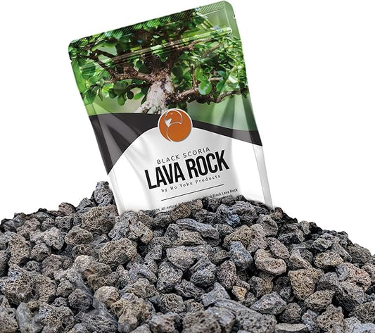 Ho Yoku Black Lava Rock - Premium Soil Additive for Bonsai Plants, Succulents, Cacti, Houseplants - Decorative and Water Retaining Uses - Can Mix with Other Soil Aggregates - 2.25 Quarts