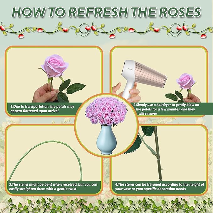 30 PCS Fake Pink Roses, Artificial Flowers Bulk Realistic Silk Faux Rose with Stems for Wedding Decoration Bridal Bouquet Birthday Celebrations DIY Floral Arrangement Home Decor