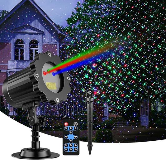 Laser Christmas Projector Lights Outdoor,Moving RGB Laser Projection Light,Firefly Light Show with RF Control,Waterproof Holiday Projector for Halloween Camping Garden Patio Decoration & Gift