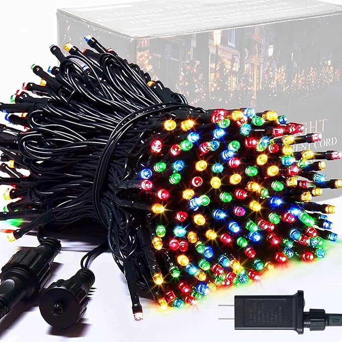 JMEXSUSS 8 Modes Christmas Tree Lights Multicolor, 250 LED Multicolor Christmas Lights Indoor, 91.5ft Green Wire Waterproof Christmas Lights Outdoor for Tree Party Garden Patio Christmas Decoration