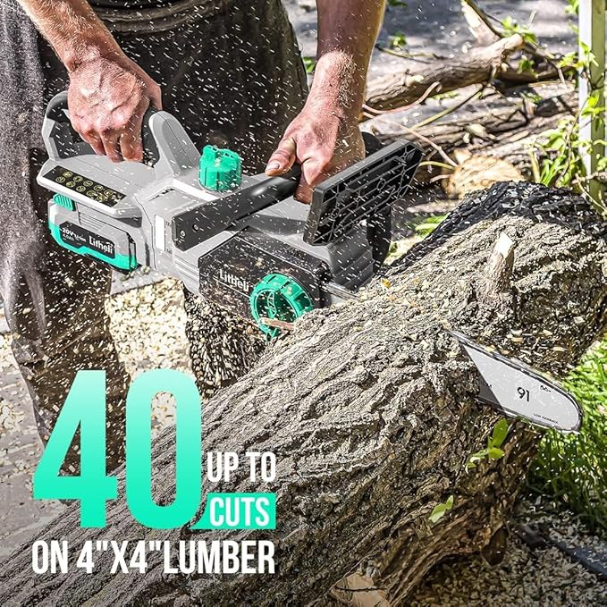 Litheli Cordless Pole Saw & Chainsaw 10-Inch, Battery Powered 20V 2.0Ah Pole Saws & 20V 4.0Ah Chainsaw for Branch, Cutting, Trimming, Electric Saws(Battery & Charger Included)