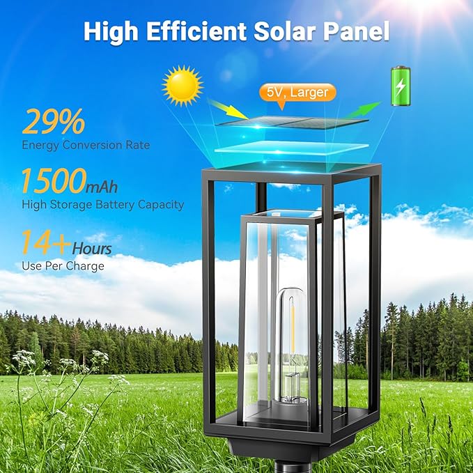 WdtPro Solar Pathway Lights Outdoor, 2 Pack Long Lasting Bright Solar Garden Lights Waterproof IP65, Auto On/Off Path Light for Yard Lawn Decor Outside Walkway, Warm White