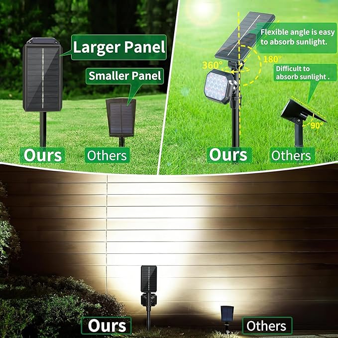 JSOT Solar Spot Lights - 4 Pack Solar Lights Outdoor Waterproof Outdoor Spotlights Landscape Lighting Halloween Light for Garden Yard Tree (Cool Light)