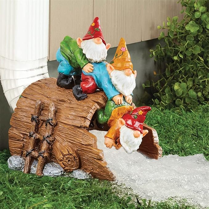 Gnomes Gutter Guardian Downspout Statue, Hang in There Outdoor Elf Decorative Gutter Downspout Extension, Rain Downspout Splash Block Full Color 3" x 4" Downspout Diverter