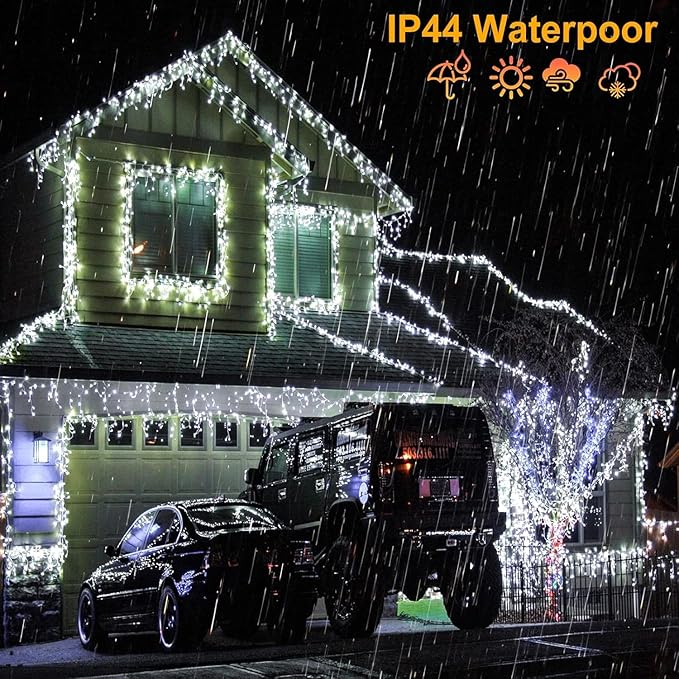 99ft Icicle Lights for Outside, White Christmas Lights Outdoor Indoor, 1216 LED Twinkle String Light with 228 Drops Short Curtain Lights for Thanksgiving Room Home Wall Bedroom Window Tree Decorations