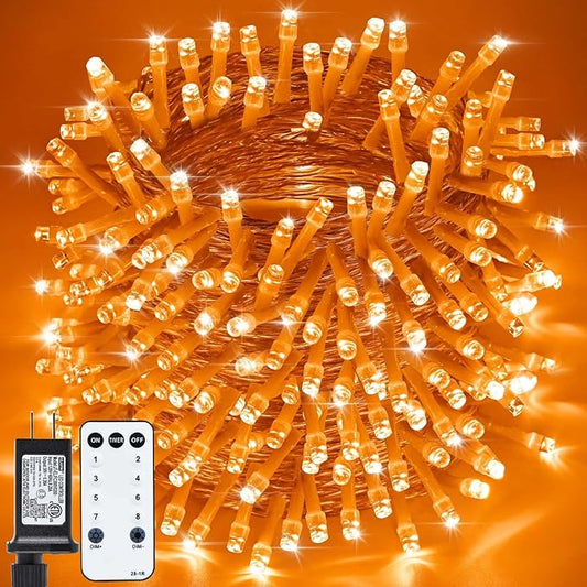 Orange Halloween Lights, 800LED 330FT Orange String Lights 8 Modes Timer Plug in Waterproof Indoor Outdoor Orange Christmas Lights for Halloween Christmas Garden Party Decoration