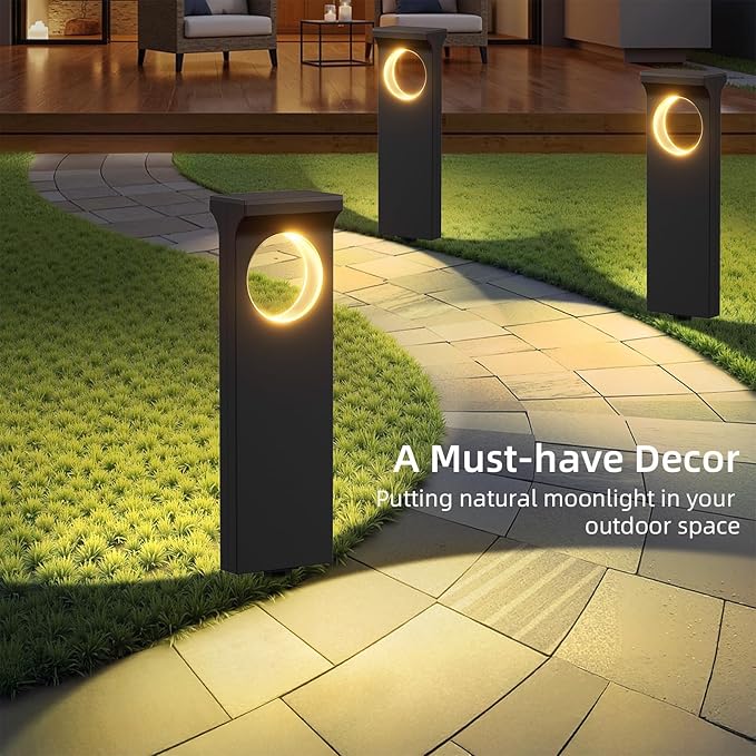 Solar Pathway Lights Outdoor, 4 Pack Upgraded Moon Shaped Landscape Lights - Brighter & Waterproof Solar Powered Decor for Yard, Garden, Path, Walkway, and Outdoor Decoration