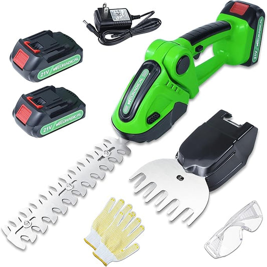 21V Electric Cordless Hedge Trimmers with 2 Rechargeable Battery - Electric Bush Trimmer Cordless Grass Shears Handheld Grass Cutter, Shrubbery Trimmer Hedge Shear for Garden and Lawn