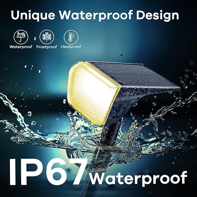 Linkind Solar Spot Lights Outdoor, 60 LEDs Solar Landscape Lights with 30% Conversion Rate and Waterproof IP67, Ideal for Outside, Garden, Yard, Pathway (6 Pack, Warm White)