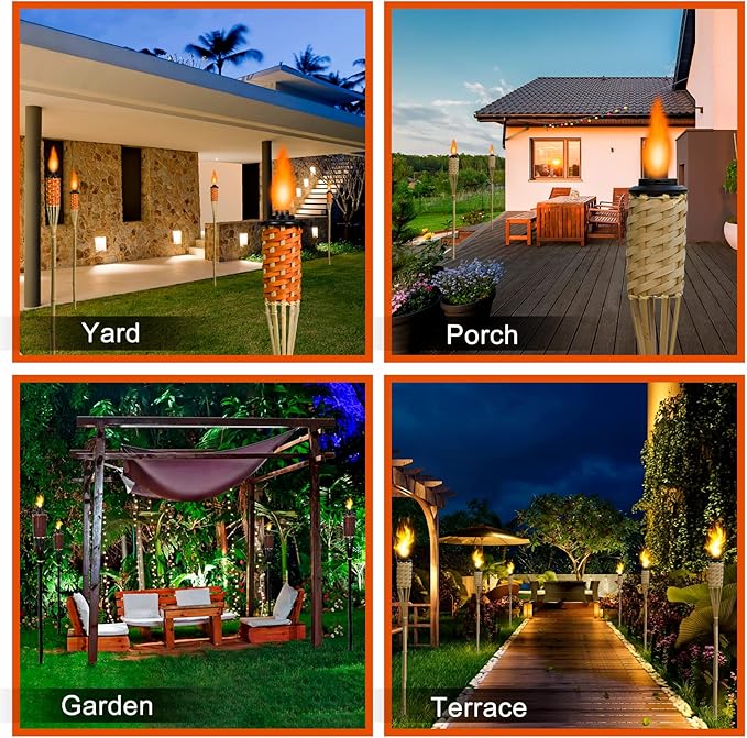 Nonley 8 Pack Torch Canisters 12 oz. Outdoor Torch Replacement Canister Bamboo Torches Refill Canister with Wicks and Covers, Decorative Lighting Torches for Lawn Patio Backyard, DIY Garden Decor