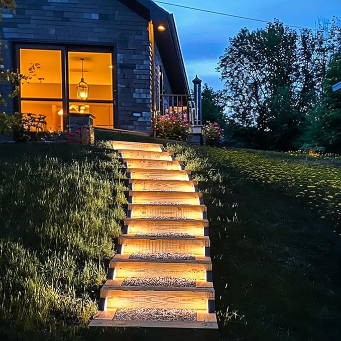 Solar Step Lights for Outside,8pack Solar Stair Lights Outdoor Waterproof IP67,Outdoor Deck Step Lights,Solar Outdoor Lights for Staircase,Patio,Front Step(Warm Brown)