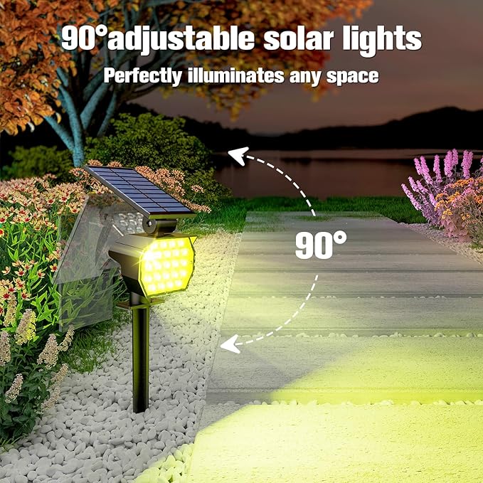 NIORSUN Solar Color Changing Lights Outdoor,7 Lighting Modes RGB Solar Outdoor Lights,IP67 Waterproof Multicolor Landscape Spotlights for Halloween Holiday Decorations,2 Pack