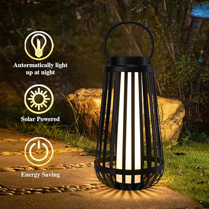 Afirst Solar Lanterns Outdoor, Hanging Solar Lights Waterproof Hollow Out Decorative LED Lanterns for Yard, Patio, Lawn, Tabletop, Pathway, Landscape, Garden Decor Gifts
