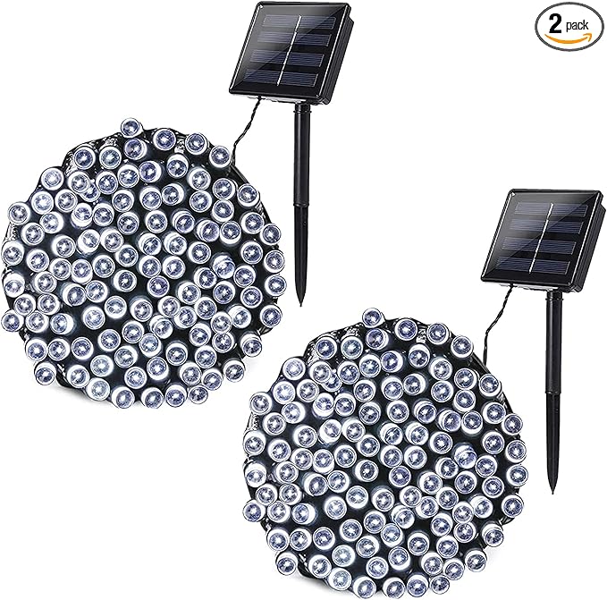 Joomer Solar Christmas Lights, 2 Pack Total 144 FT 400 LED 8 Modes Waterproof Solar Christmas Lights Outdoor for Christmas Decorations (White)