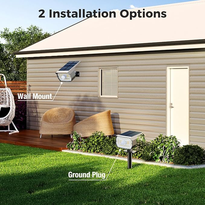 [ 8 Pack/56 LED ] Solar Lights Outdoor Motion Sensor, Spot Landscape Lighting with 3 Modes, Waterproof Spotlights Dusk to Dawn for Outside Yard Tree Garden Pathway Sidewalk Driveway, Cool White