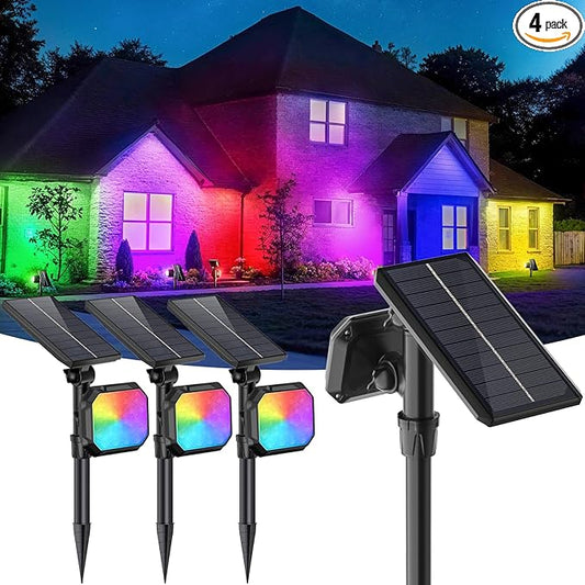 JSOT Spot Lights - Solar Lights Outdoor Solar Powered Spotlight Waterproof Green Light Landscape Lighting for Garden Yard Pathway