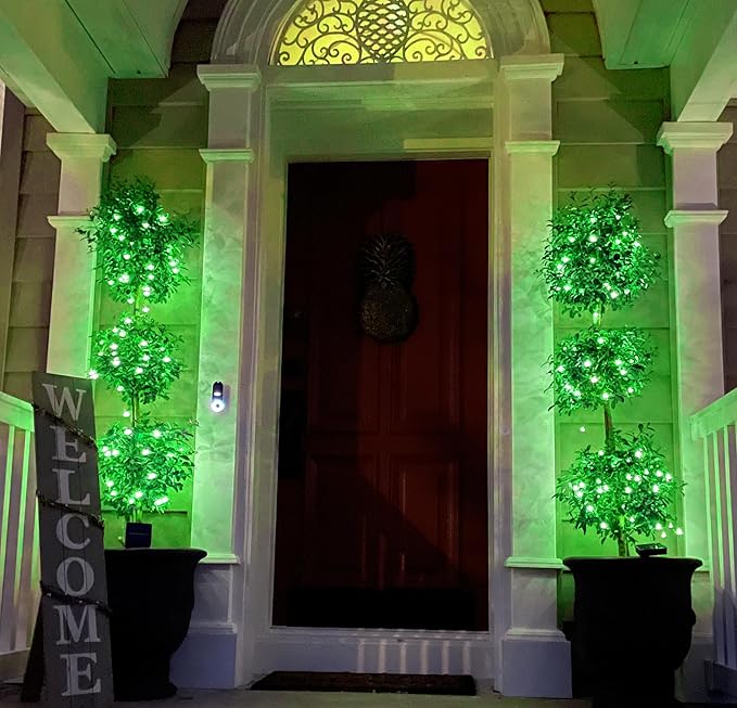 QITONG 4 Pack Green Solar Fairy Lights, Each 33ft 100 LED String Lights Outdoor Waterproof, 8 Modes Green Solar Light