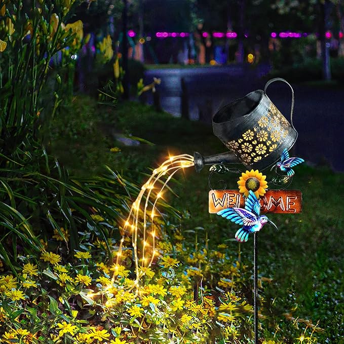 Solar Watering Can Lights, 1 Pack Outdoor Solar Lantern Decorative, Solar Outdoor Lights Watering Can Lantern for Balcony Garden Courtyard Patio Yard Lawn Patio Walkway Party Decorations
