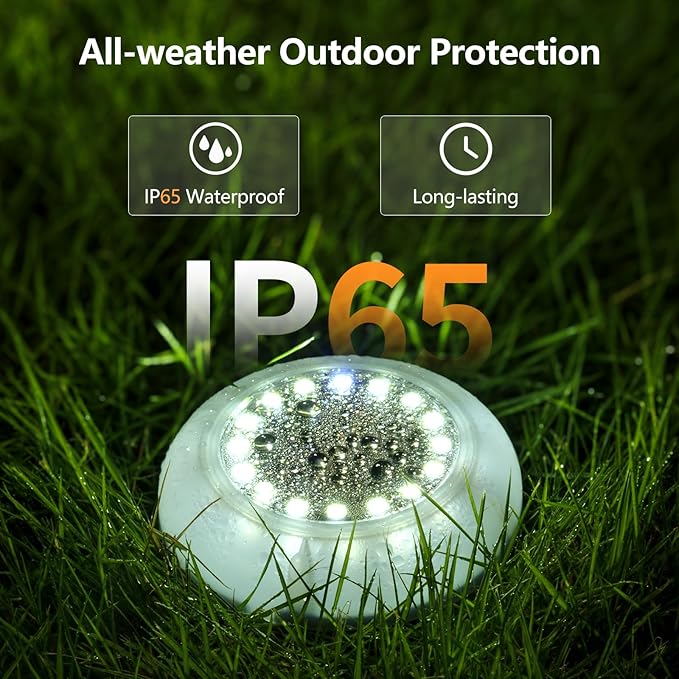 Flumy Solar Ground Lights, 16 Pack 16 LED Solar Lights Outdoor Waterproof, Solar Garden Lights for Outside Patio Pathway Yard Lawn Driveway Pathway Walkway, Outdoor Christmas Decorations(Cool White)