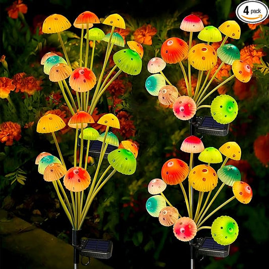Kohlrabi Solar Garden Lights, 4 Pack Solar Mushroom Lights Outdoor, Upgraded 48LED Solar Mushroom Yard Decor Outside Waterproof, Garden Decor for Lawn Front Porch Patio Backyard, 6 Colors Mushroom
