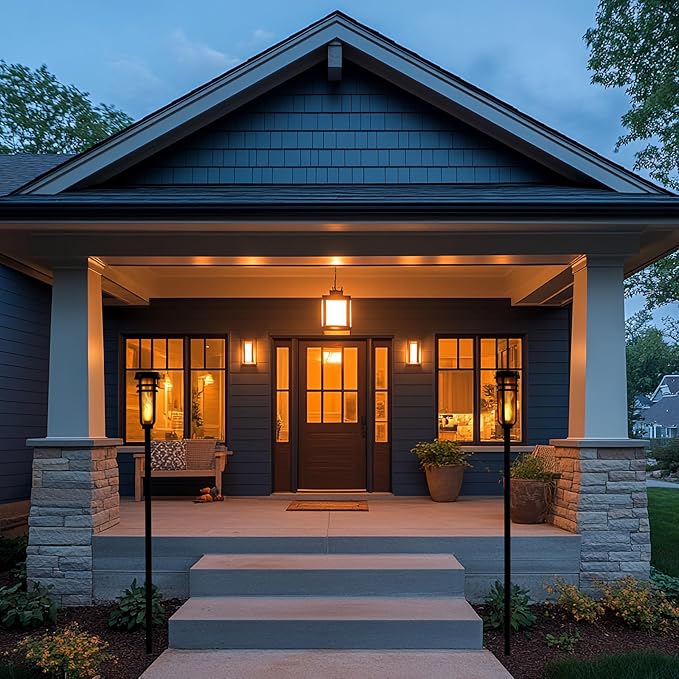 Metal Solar Torch Lights - Adjustable Height (24" - 50"), Outdoor Garden Decor with Patented LED, Waterproof Solar Tiki Torches for Yard, Patio, Garden Pathway, Matte Black – 2 Pack