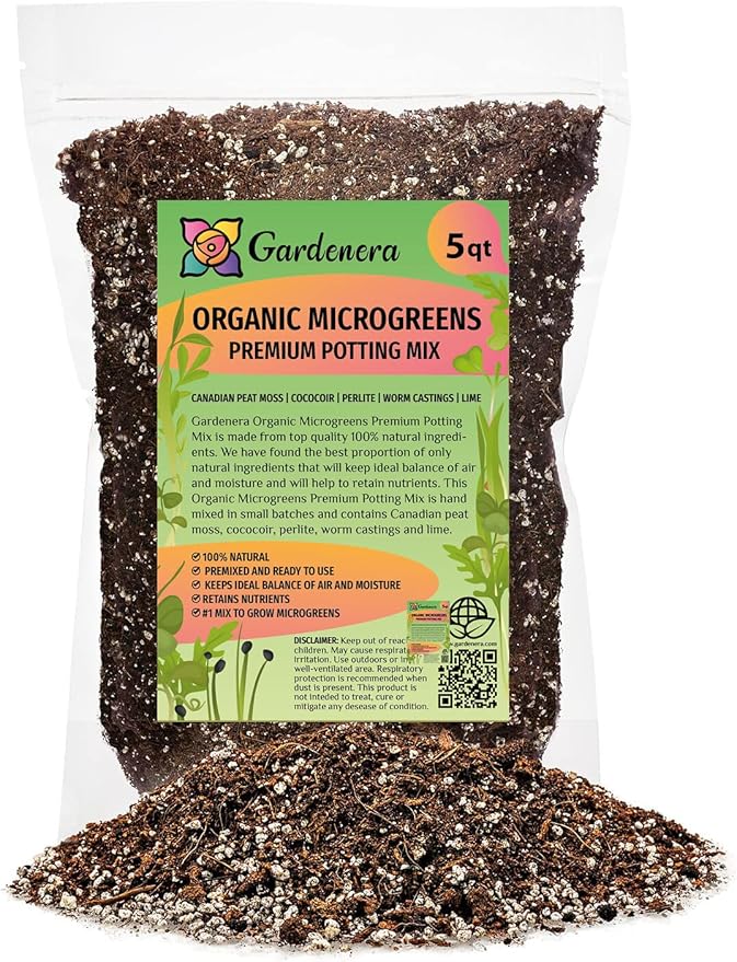 Organic Microgreens Premium Potting Mix: Optimal Air, Moisture, and Nutrient Control for Robust Microgreen Growth - 5 Quart