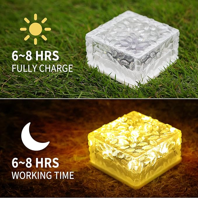 Solar Brick Lights, Outdoor Solar Lights, 4.3 * 4.3in Solar Lights 3 Pieces, Fairy Lights, Solar Brick Landscape Path Light for Garden Decor Outside,Walkway, Patio Decor