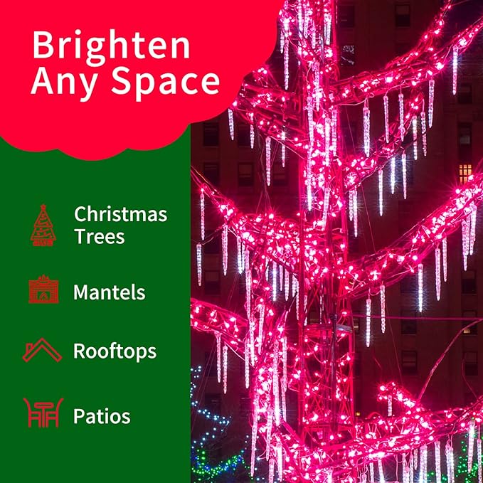 Ultra-Bright Connects End to End Pink Christmas Mini Light 300L 63.8Ft(2Sets-Each 150L)UL Listed Incandescent Bulb String Light for Indoor Outdoor Holiday Garden Party Christmas Tree Decor