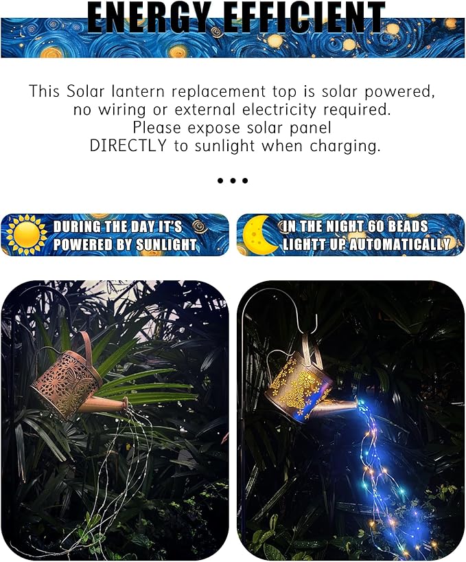 Solar Watering Can with Colorful Lighting, Waterproof Garden Decor, Birthday Gifts for Mom Grandma (Owl, 32 inch Shepherd Hook)