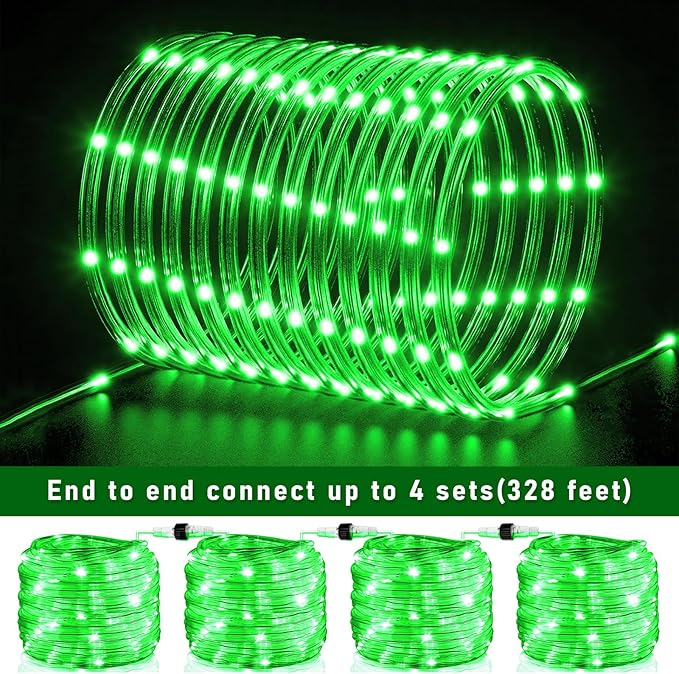 100FT 300 LED Rope Lights for Outside, St. Patrick Day String Lights Indoor with Waterproof 8 Modes, Connectable Plug in Fairy Twinkle Lights for Outdoor Patio Pool Party Holiday Decorations, Green