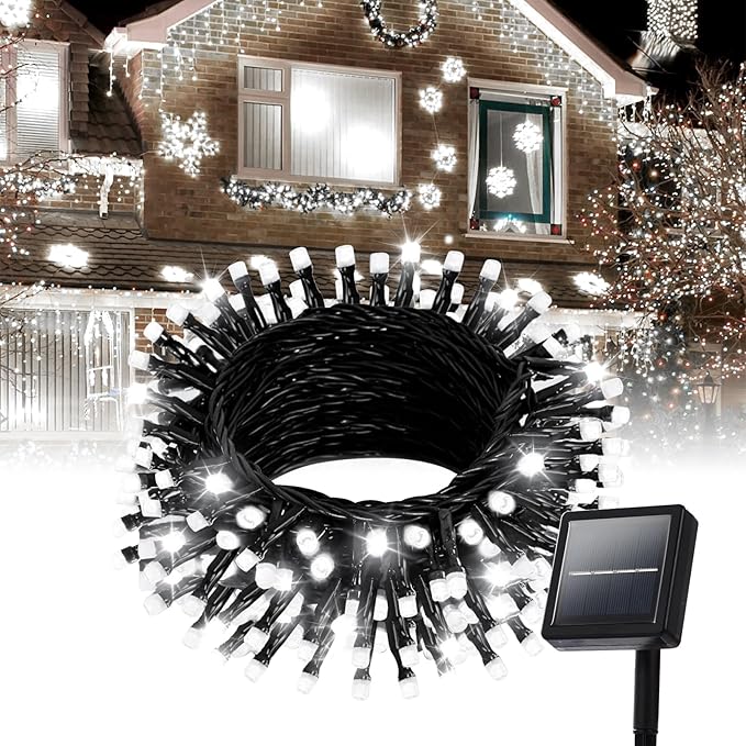 200 LED Solar String Lights for Outside, 82FT Outdoor Solar String Lights, Waterproof Solar Powered String Lights Outdoor with 8 Modes for Garden, Patio, Balcony, Wedding, Party (Cool White)