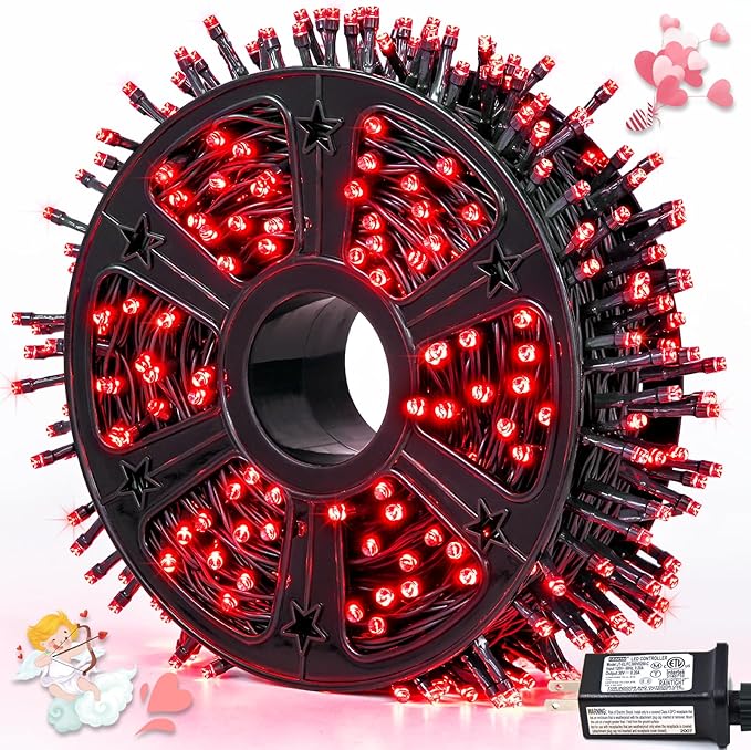 JMEXSUSS 500 LED Red Christmas Lights Outdoor, 173ft 8 Modes Christmas String Lights Plug in, Waterproof Red LED Lights for Indoor Tree Party Bedroom Xmas Halloween Decor
