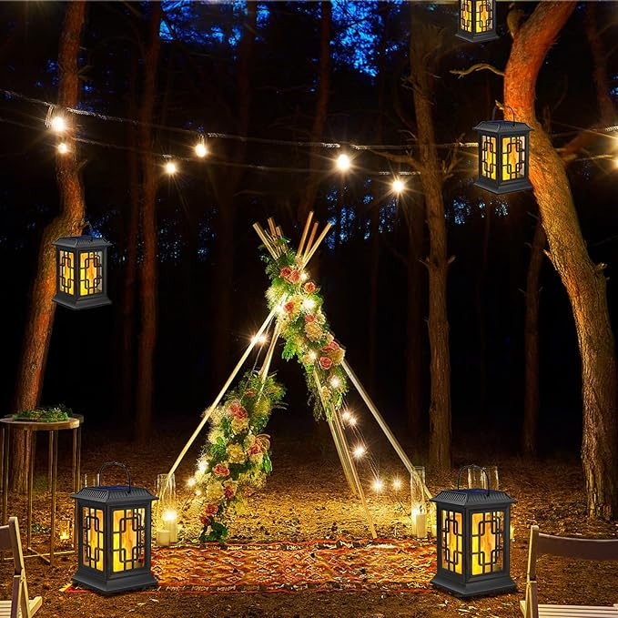 Solar Lanterns Outdoor Waterproof, Hanging Solar Lights for Outside Black Hanging Solar Powered Lantern Decorative for Garden Yard Patio, 1 Pack