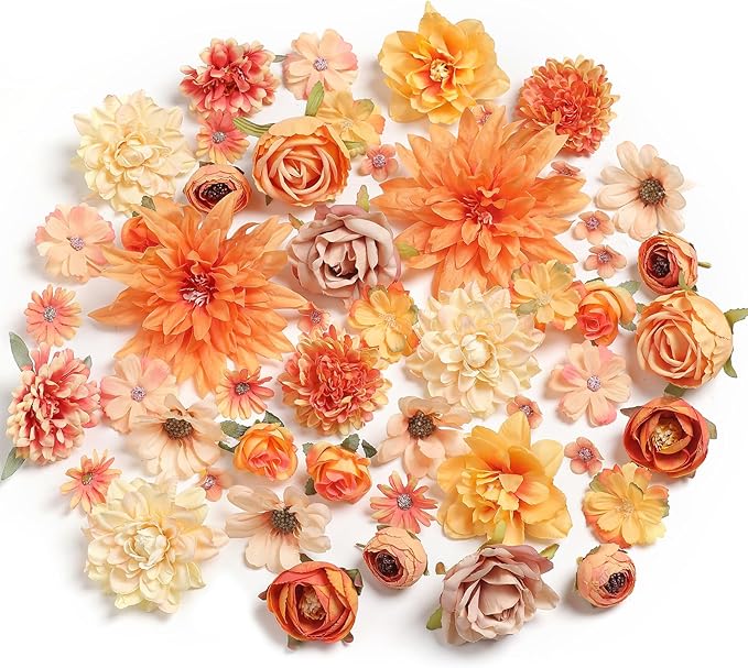 YYHUAWU Faux Flower Heads Mini Artificial Flower Heads Fake Peony Daisy Rose Flowers Multicolor Small Silk Daisy Flower Heads for Craft Garland Wedding Party DIY Home Decoration